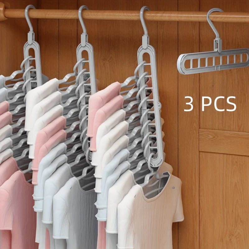 3pcs, 9-Hole Foldable Hangers